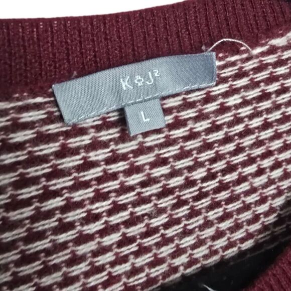 NWOT Kier+J 2 Mens Size L Wool & Cashmere Blend Sweater Maroon - Picture 3 of 5